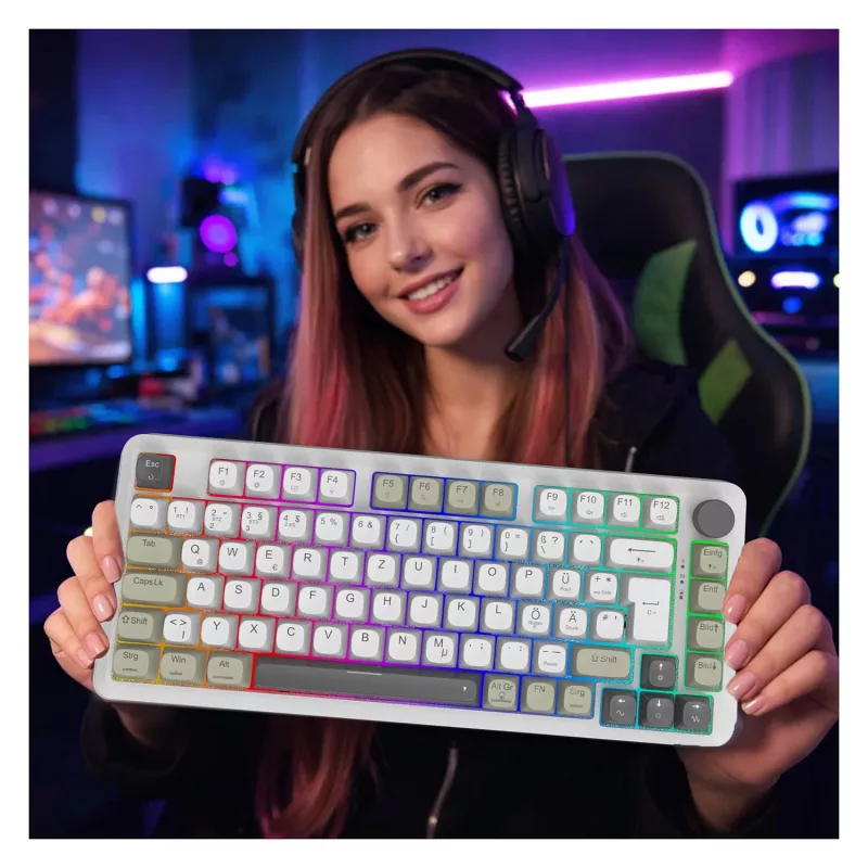 INCA Gaming Keyboard RGB GraySwitch USB-C/BT 2.00m White (IKG-455)