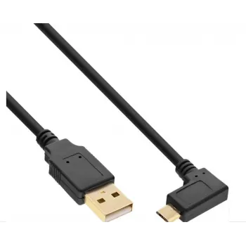 Kabel InLine Micro-USB 2.0, USB-A Męski do Micro-B Męski Kątowy, Pozłacane Styki, 0,5m