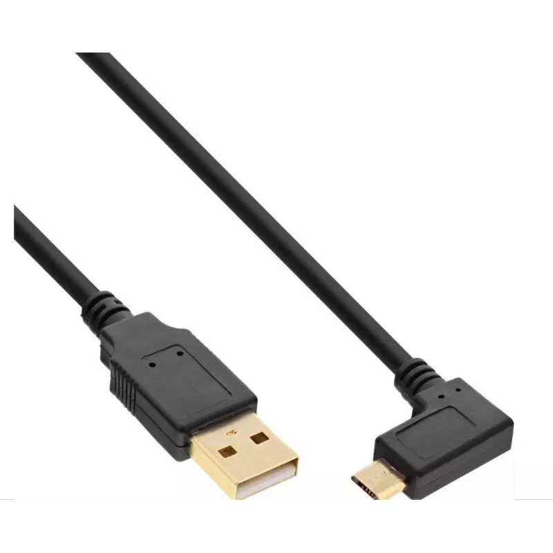 Kabel InLine Micro-USB 2.0, USB-A Męski do Micro-B Męski Kątowy, Pozłacane Styki, 0,5m