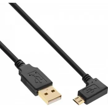 Kabel InLine Micro-USB 2.0, USB-A Męski do Micro-B Męski Kątowy, Pozłacane Styki, 0,5m