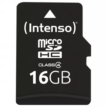 Karta pamięci Intenso 16GB MicroSDHC Class 4 z adapterem SD, prędkość odczytu do 21 MB/s, czarna