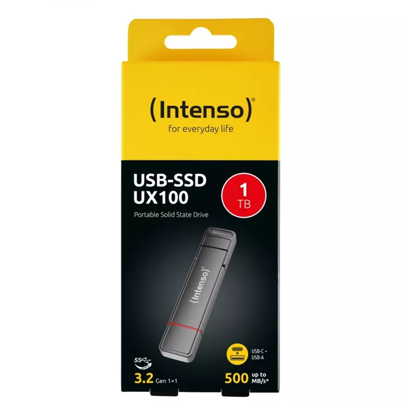 Intenso UX100 1TB Zewnętrzny dysk SSD, USB 3.2 Gen 1, czarny