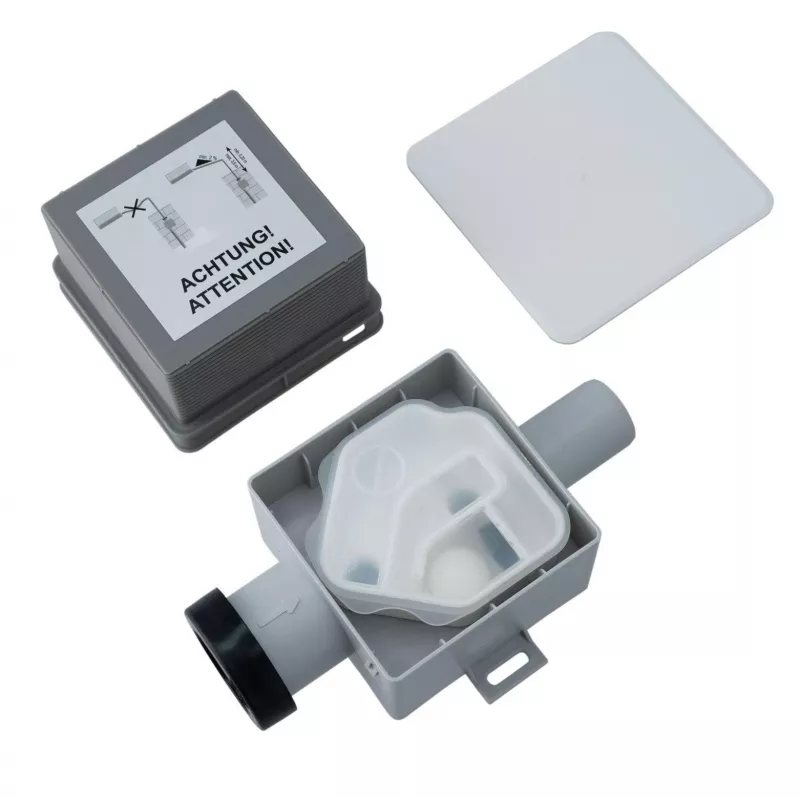 IVENSIS ISN32 Ukryty Syfon Skroplin 100x100 - Biały ABS, Odpływ 32mm, Uszczelnienie Zapachowe
