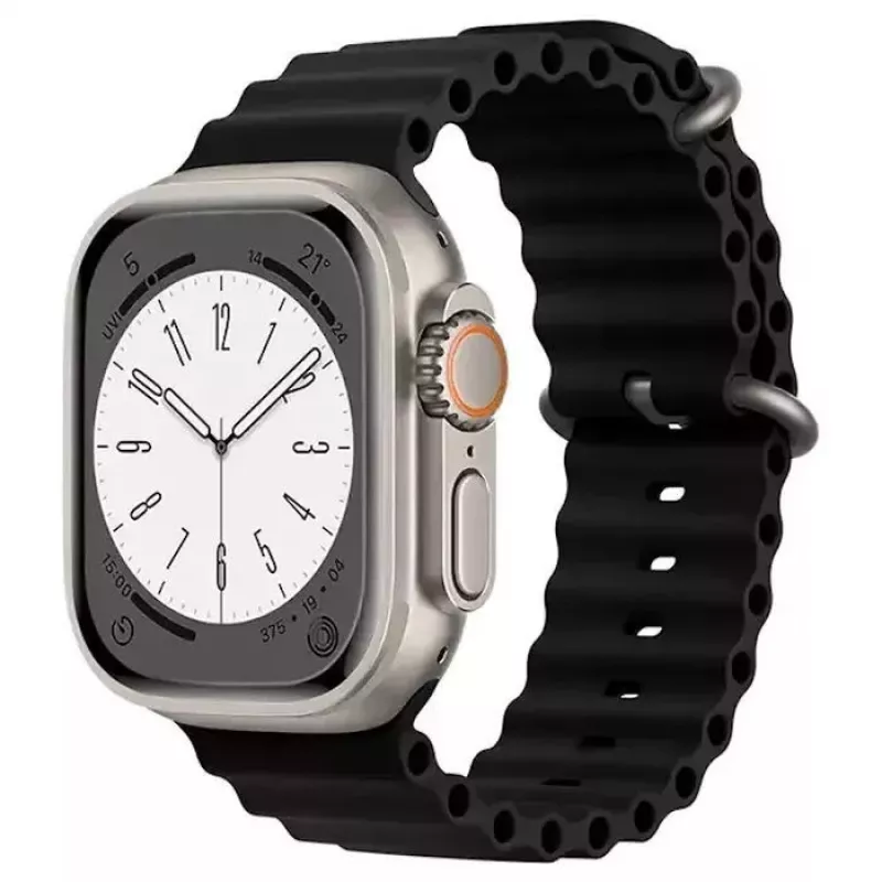 iWear S1 Grooved Soft Silicone 20mm Strap for Apple Watch 49mm / 45mm / 44mm / 42mm Black
