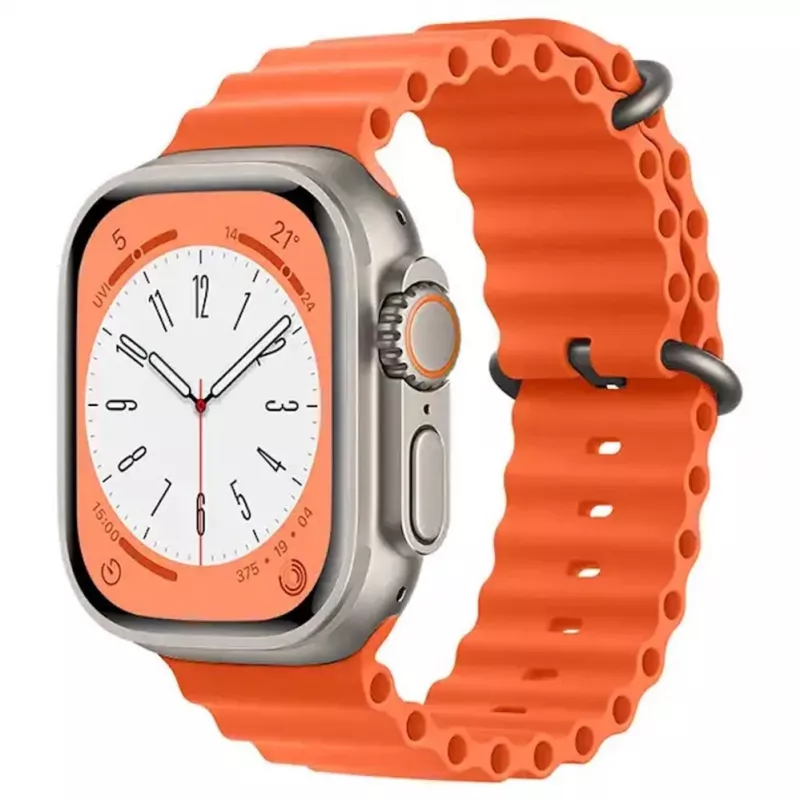 iWear S1 Grooved Soft Silicone 20mm Strap for Apple Watch 49mm / 45mm / 44mm / 42mm Orange