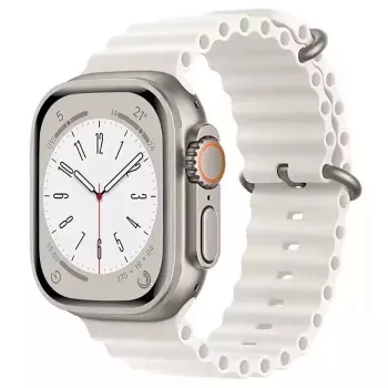iWear S1 Grooved Soft Silicone 20mm Strap for Apple Watch 49mm / 45mm / 44mm / 42mm White