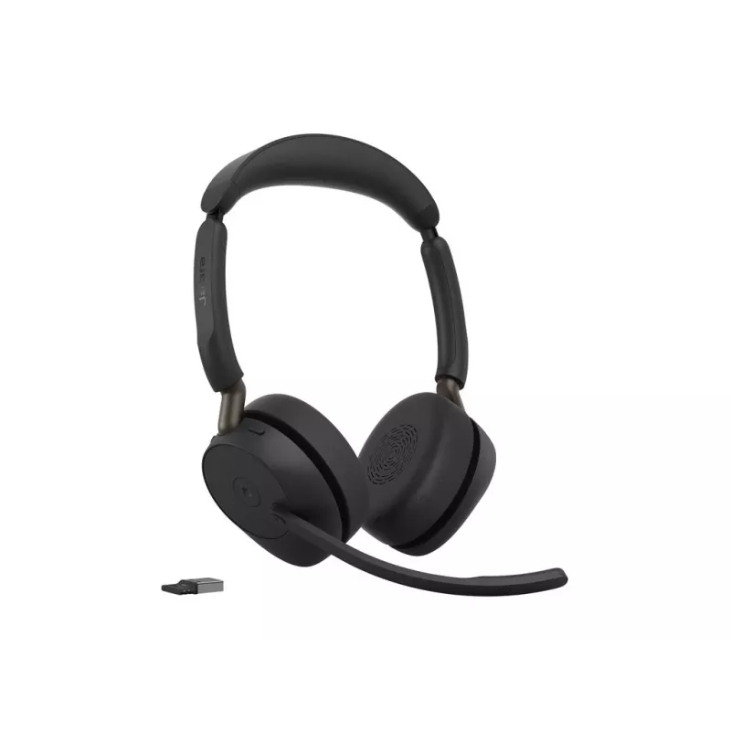 Jabra Evolve3 65 Stereo Link 390a MS Bezprzewodowy zestaw słuchawkowy nauszny z Bluetooth i adapterem USB-A, zoptymalizowany dla Microsoft Teams, czarny