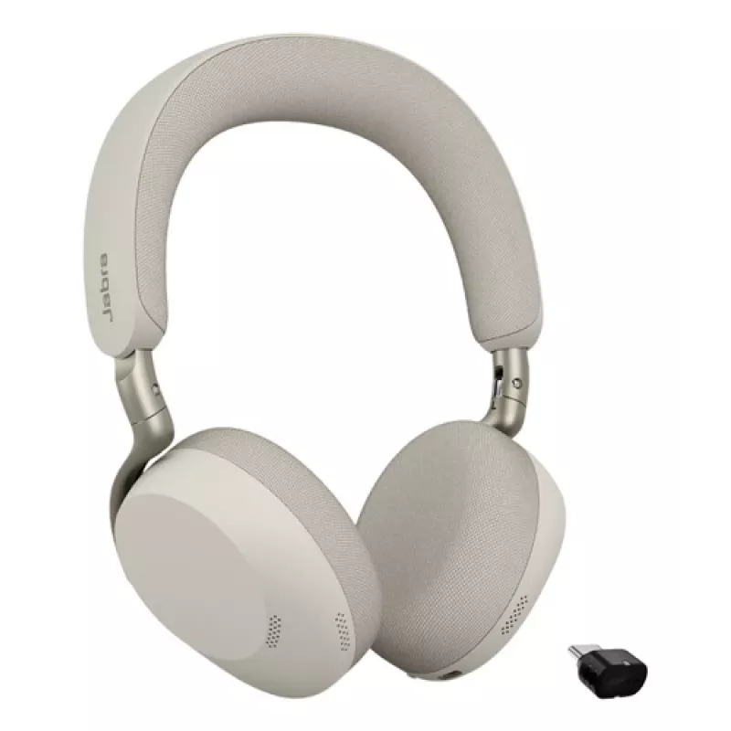 Jabra Evolve3 75 UC Bezprzewodowy zestaw słuchawkowy nauszny Bluetooth z redukcją szumów i adapterem Link 390c (ciepły szary)