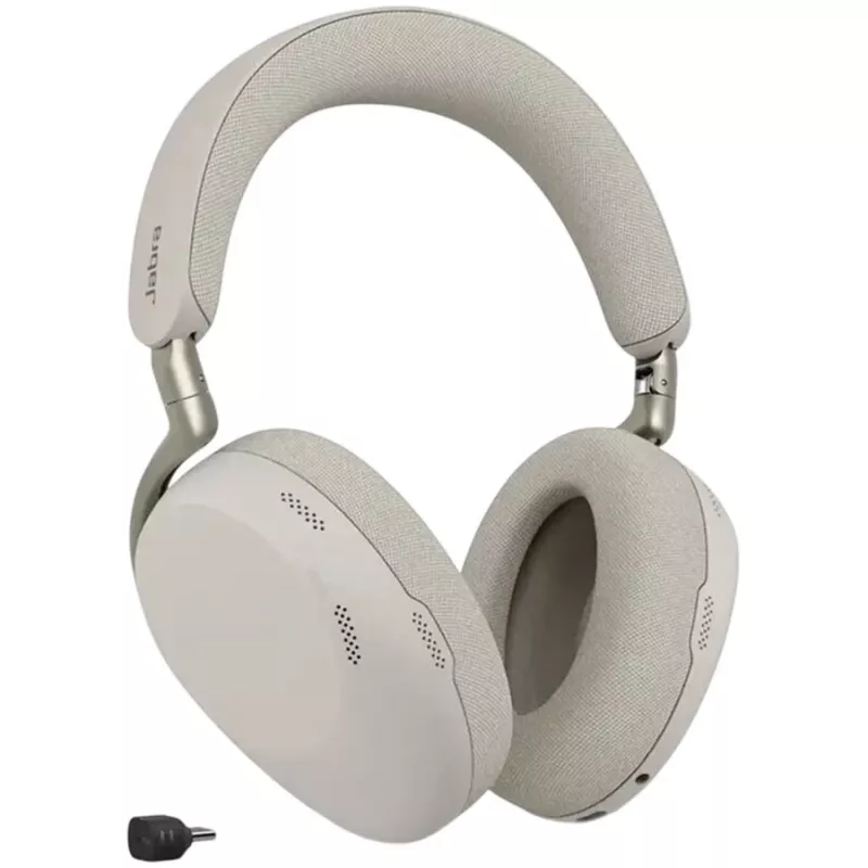 Jabra Evolve3 85 UC Bezprzewodowy zestaw słuchawkowy nauszny z aktywną redukcją szumów i adapterem Link 390C, kolor ciepły szary