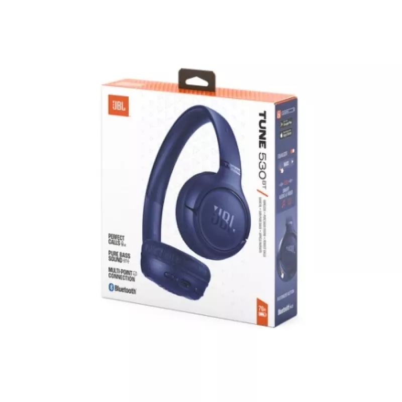 JBL Tune 530BT Bezprzewodowe Słuchawki Nauszne z Pure Bass, Bluetooth 5.3, Bateria 40H, Niebieskie