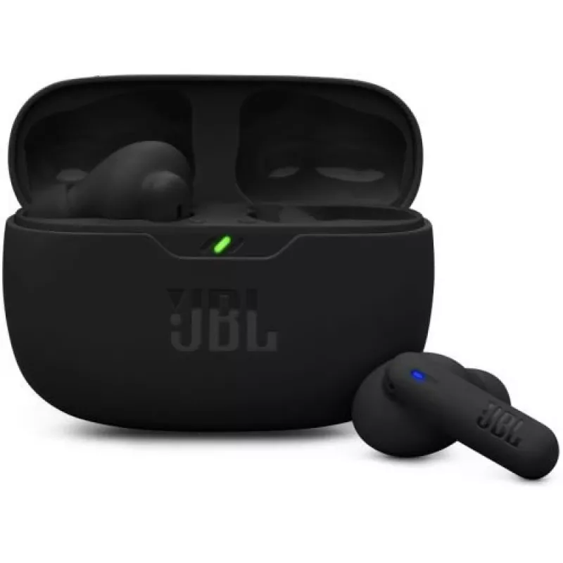JBL Vibe Beam 2 Prawdziwie bezprzewodowe słuchawki douszne Bluetooth z głębokim basem, odpornością IP54, baterią 32-godzinną i podwójnymi mikrofonami - Czarny