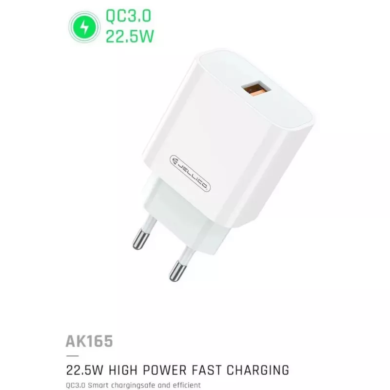 Jellico AK-165 USB 22.5W QC 3.0 Smart Fast Charger 1x USB (5-12V) Biały