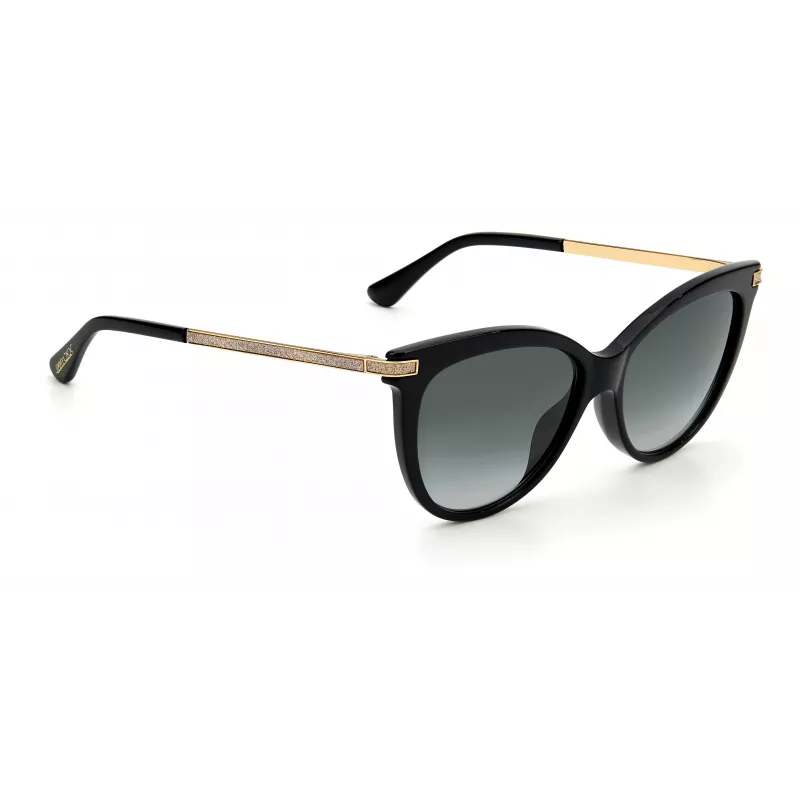 JIMMY CHOO AXELLEGS8079O Damskie okulary przeciwsłoneczne w kształcie motyla i kociego oka - czarna oprawka, gradientowe szare szkła 56/16/145 mm