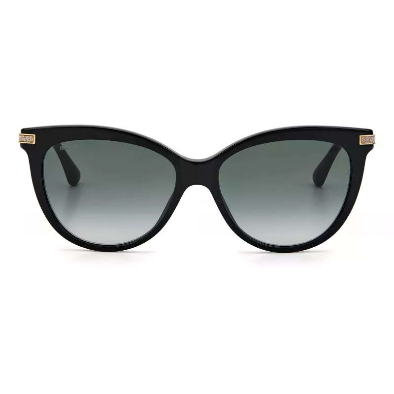 JIMMY CHOO AXELLEGS8079O Damskie okulary przeciwsłoneczne w kształcie motyla i kociego oka - czarna oprawka, gradientowe szare szkła 56/16/145 mm