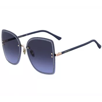 Okulary przeciwsłoneczne JIMMY CHOO LETI-S-LKSGB damskie, kocie oko, oprawka acetatowa czarno-złota, soczewki gradientowe szare, 62/15/145 mm
