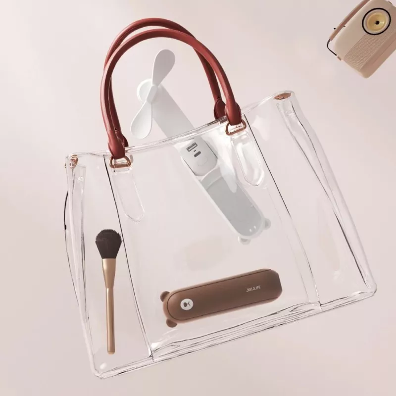 JISULIFE Handheld Fan 8 Brown - Przenośny, ładowany wentylator mini z funkcją power banku