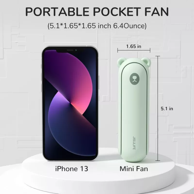 JISULIFE Wentylator ręczny 8 Plus 5000mAh USB-C ładowany przez USB przenośny wentylator z power bankiem i wyświetlaczem LED - zielony