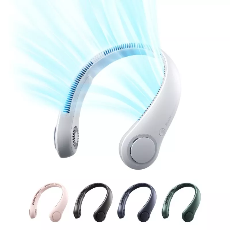 JISULIFE Neck Fan 3 Grey - Bezłopatkowy wentylator naszyjny z baterią 4000mAh, 5 prędkości, USB-C