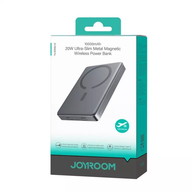 JOYROOM 20W Metal Magnetic Wireless Power Bank 10000mAh Gray