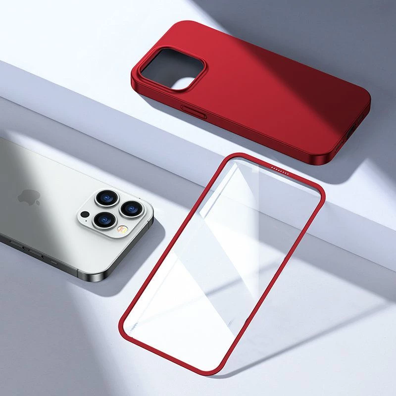 Joyroom 360 Full Case Front i Back Cover do iPhone 13 Pro Max + Szkło Hartowane Screen Protector Czerwony (JR-BP928 Red)