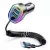Joyroom 4-in-1 Fast Car Charger PD QC3.0 AFC FCP z kablem Lightning 1.6m 57W Czarny
