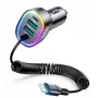 Joyroom 4-in-1 Fast Car Charger PD QC3.0 AFC FCP z kablem Lightning 1.6m 57W Czarny