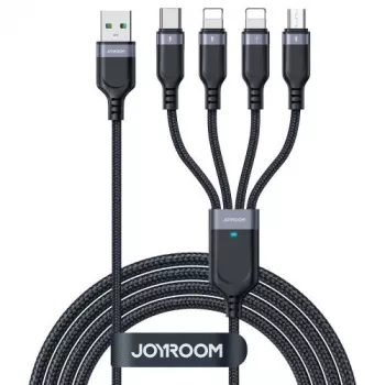 Joyroom 4-in-1 USB-A do 2x Lightning / USB-C / Micro USB Kabel Ładujący, 3.5A, 1.2m, Czarny (Seria A18)
