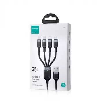 Joyroom 4-in-1 USB - Lightning/Type-C/Type-C/Micro USB Kabel Multi-Color Series A18, 3,5A, 1,2m, Czarny (S-1T4018A18c)