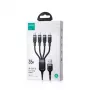 Joyroom 4-in-1 USB - Lightning/Type-C/Type-C/Micro USB Kabel Multi-Color Series A18, 3,5A, 1,2m, Czarny (S-1T4018A18c)