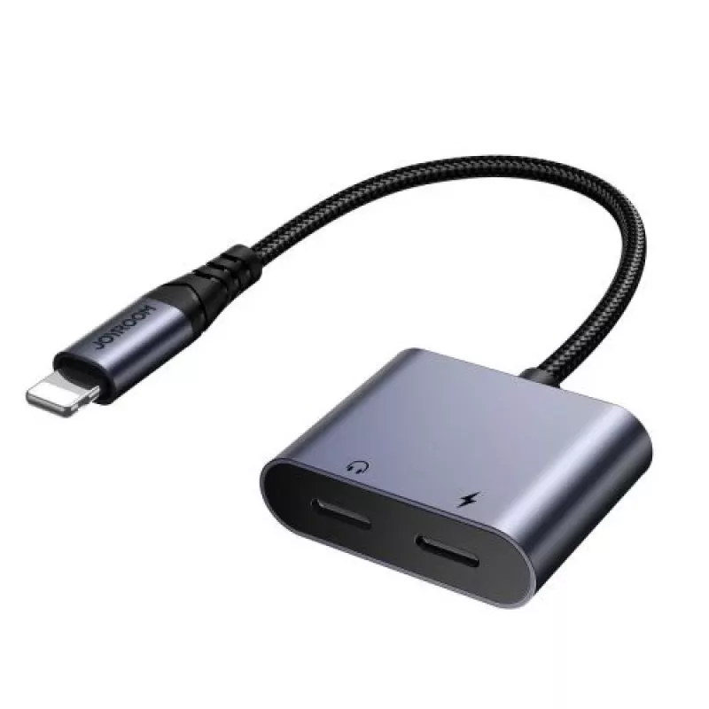 Joyroom Adapter DAC 2-in-1 Lightning do Lightning/Lightning, 60W, 0,12m, Czarny (JR-SY-L02)