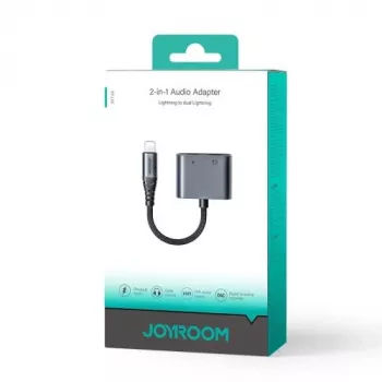 Joyroom Adapter DAC 2-in-1 Lightning do Lightning/Lightning, 60W, 0,12m, Czarny (JR-SY-L02)