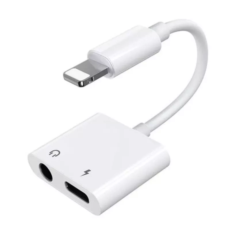 Joyroom Adapter Lightning do Lightning/3.5mm Mini Jack, 0,12m, Biały (S-Y104)