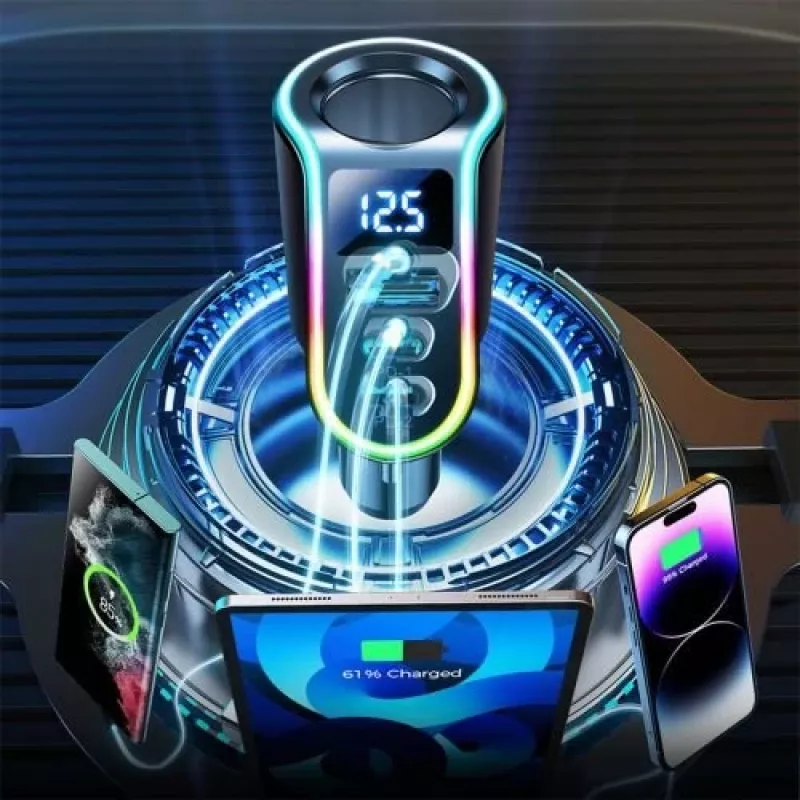 Ładowarka samochodowa Joyroom 4-w-1 Bluetooth FM Transmitter PD 150W Czarny (JR-CL21)