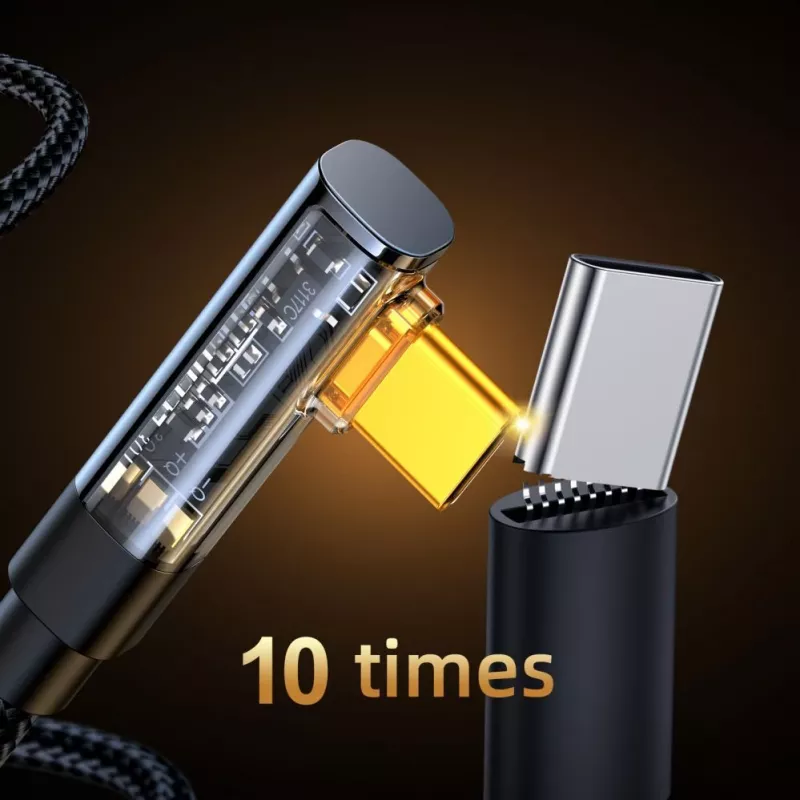 Joyroom Gaming Cable S-CC100A6 USB-C (Kątowy) / USB-C (Prosty) 100W 1.2m - Czarny