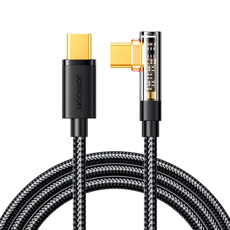 Joyroom Gaming Cable S-CC100A6 USB-C (Kątowy) / USB-C (Prosty) 100W 1.2m - Czarny