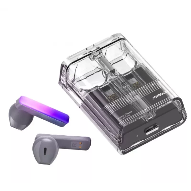 Joyroom IceLens Series True Wireless Earbuds z diodami LED, Bluetooth 5.3, TWS, AAC, SBC, Czarny (JR-TC1-BLK)