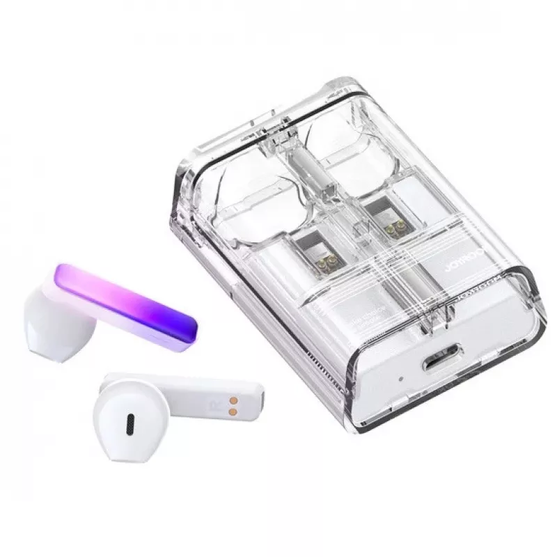 Joyroom IceLens Series True Wireless Earbuds z diodami LED, Bluetooth 5.3, Biały (JR-TC1-WHT)
