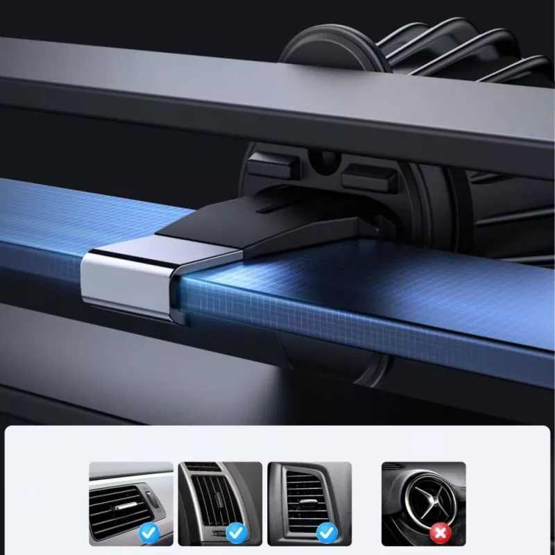 Joyroom Joyroom Magnetyczny Uchwyt Samochodowy Ładowarka Bezprzewodowa 15W do Nawiewu Czarny (JR-ZS240 Pro)