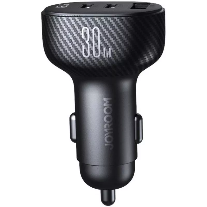 Joyroom JR-CCD04 Ładowarka samochodowa 30W 2x USB-C USB-A z wyświetlaczem cyfrowym - Czarny