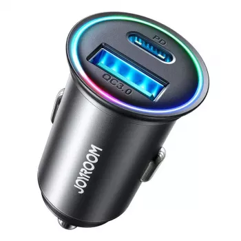 JOYROOM JR-CCN04 Mini Car Charger 60W USB-C PD 3.0 & USB-A QC 3.0, Czarny