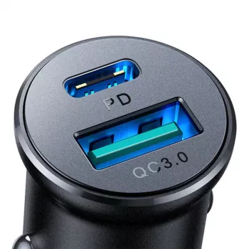 Joyroom JR-CCN05 Mini Car Charger 30W USB-A USB-C Czarny