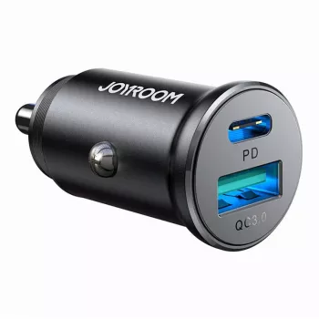 Joyroom JR-CCN05 Mini Car Charger 30W USB-A USB-C Czarny