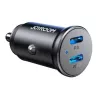 Joyroom JR-CCN06 Mini Car Charger 30W 2x USB-C Metal Black