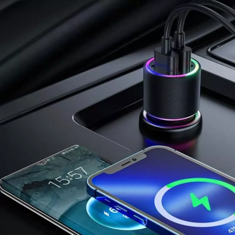 Ładowarka samochodowa JOYROOM JR-CL10 2x USB 24W LED Podświetlenie Czarny