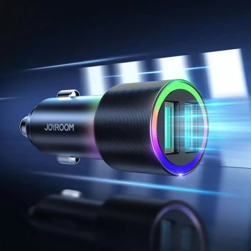 Ładowarka samochodowa JOYROOM JR-CL10 2x USB 24W LED Podświetlenie Czarny