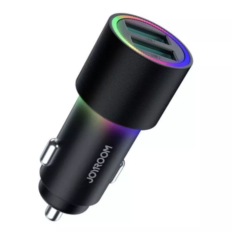 Ładowarka samochodowa JOYROOM JR-CL10 2x USB 24W LED Podświetlenie Czarny