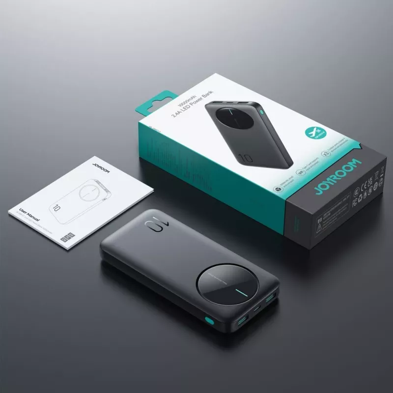Joyroom JR-PBF12 Power Bank 10000mAh 2.4A 2x USB-A 1x USB-C Czarny