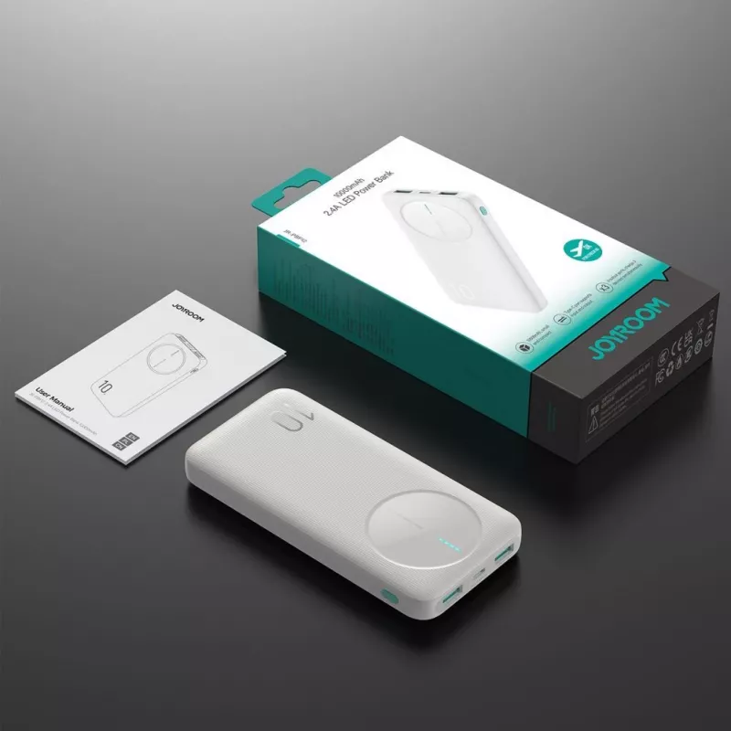 Joyroom JR-PBF12 Power Bank 10000mAh 2.4A Dual USB-A USB-C Biały