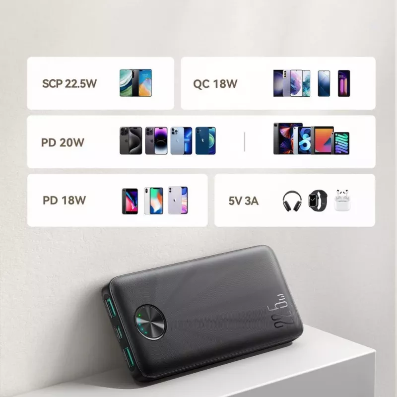 Joyroom JR-PBF15 Power Bank 10000mAh USB-C USB-A 22.5W Czarny