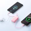 Joyroom JR-PR2L Power Bank 10000 mAh 35W z wyświetlaczem cyfrowym, wbudowanym chowanym 2x kabel Type-C z paskiem (0,7m) Różowy